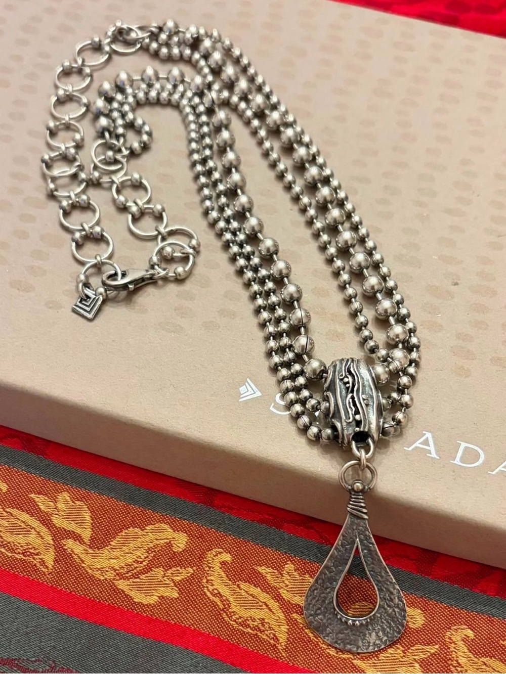 Vintage Silpada Sterling Silver Triple-Strand Cascading Pendant Necklace N1900